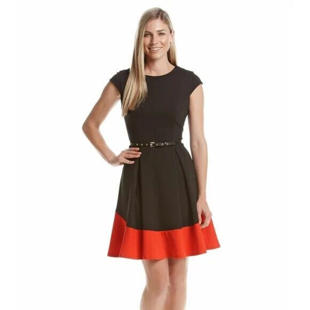 Calvin Klein Black Dress with Red Accent
